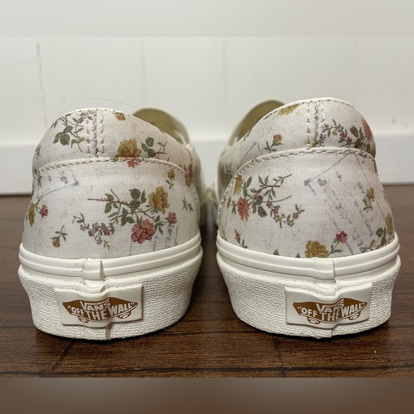 Vans Women Size 9 Men 7.5 Classic Slip On Floral Marshmallow Canvas Shoes EUC - Picture 7 of 8